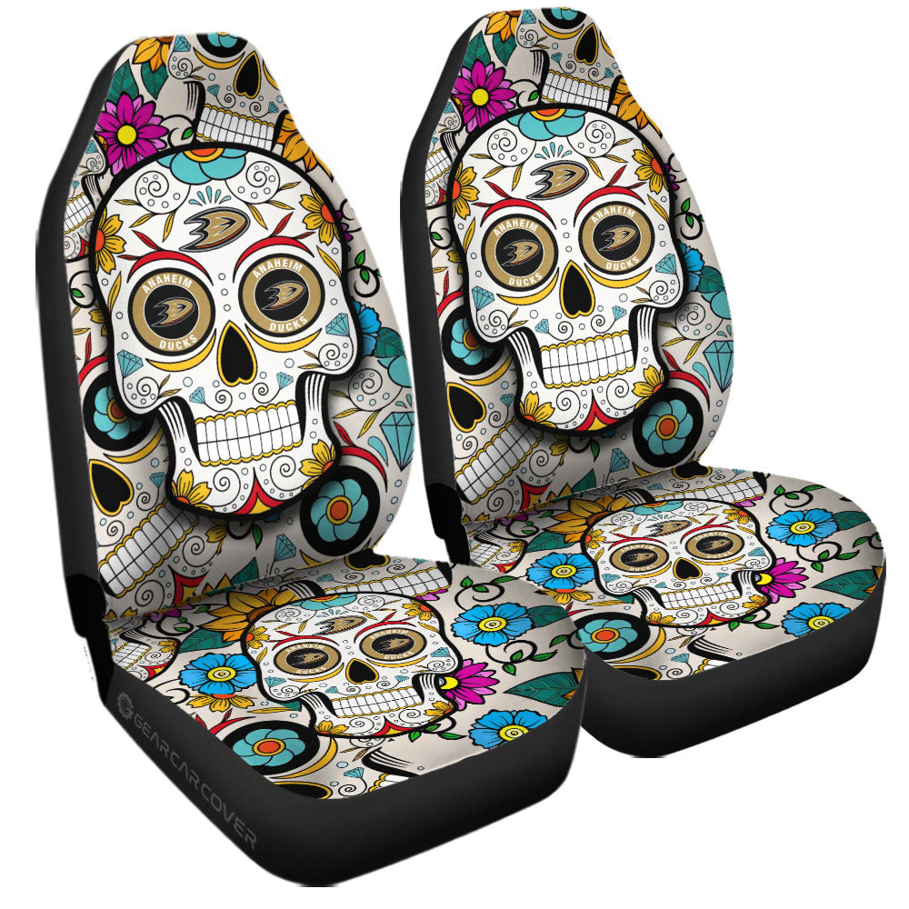 Anaheim Ducks Car Seat Covers Custom Sugar Skull Car Accessories - Gearcarcover - 3