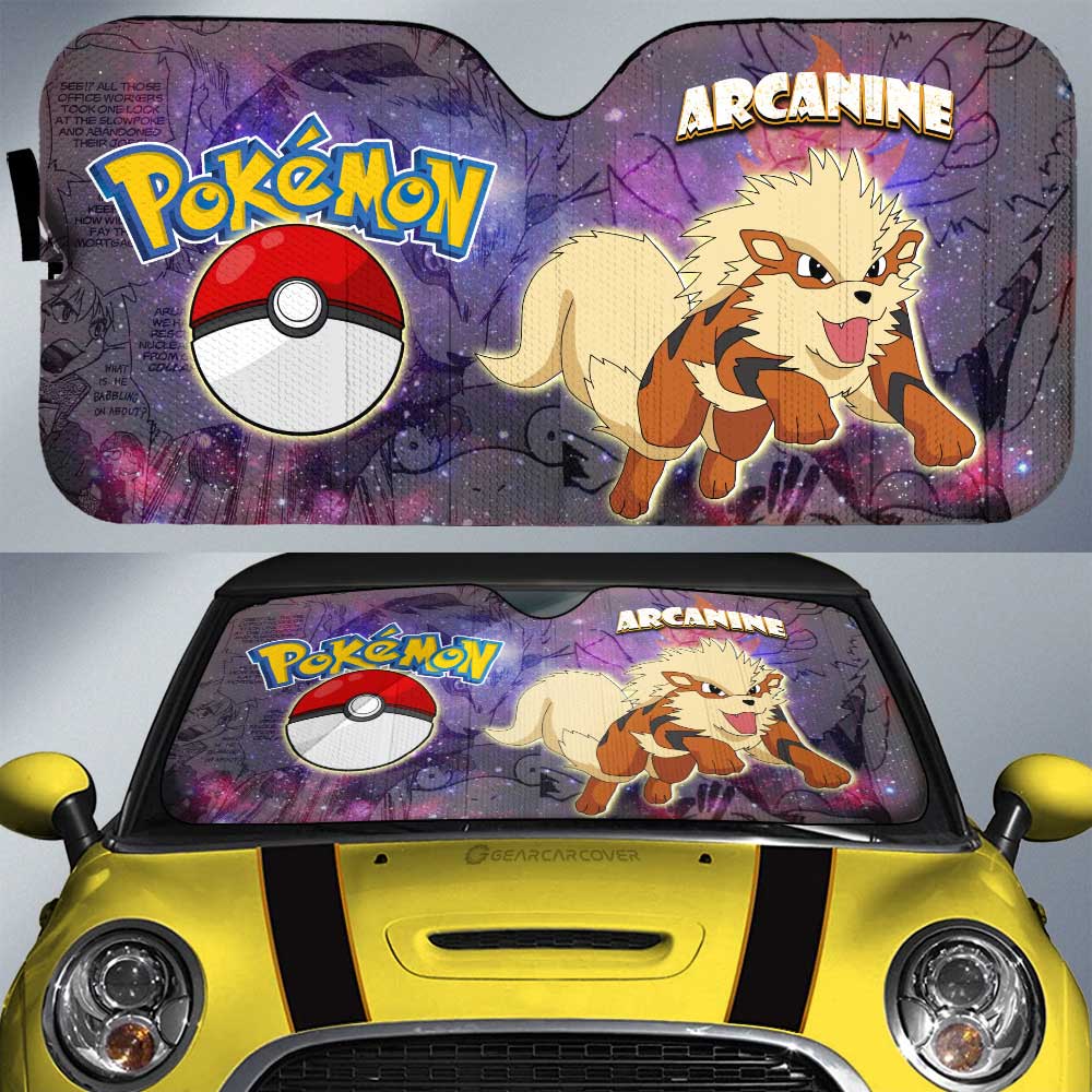 Arcanine Car Sunshade Custom Galaxy Manga Style - Gearcarcover - 1