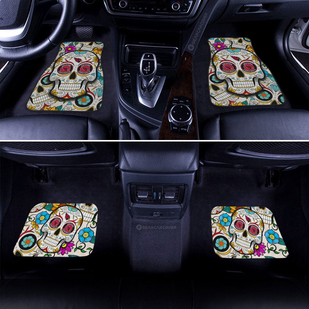 Arizona Cardinals Car Floor Mats Custom Sugar Skull Car Accessories - Gearcarcover - 2
