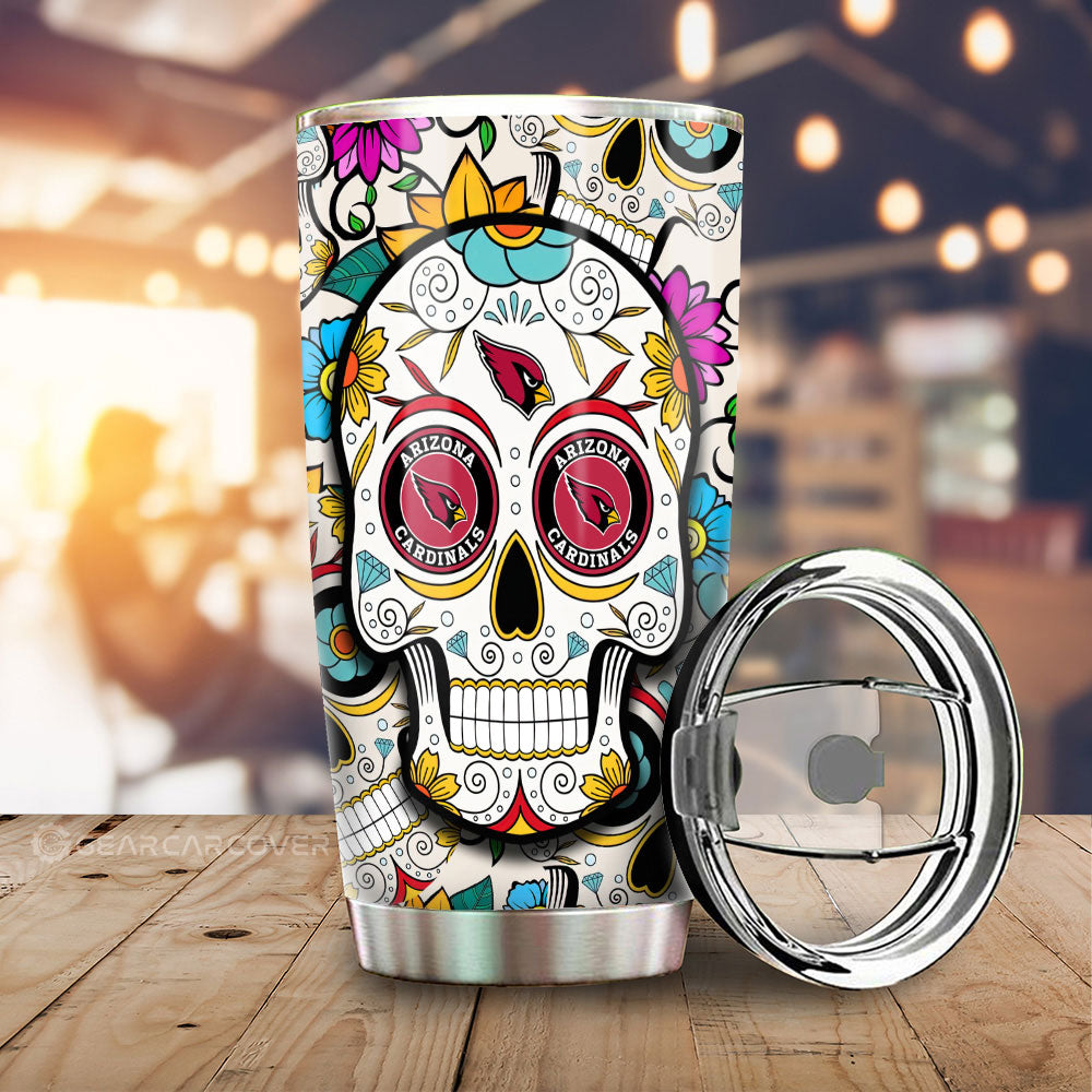 Arizona Cardinals Tumbler Cup Custom Sugar Skull Car Accessories - Gearcarcover - 1