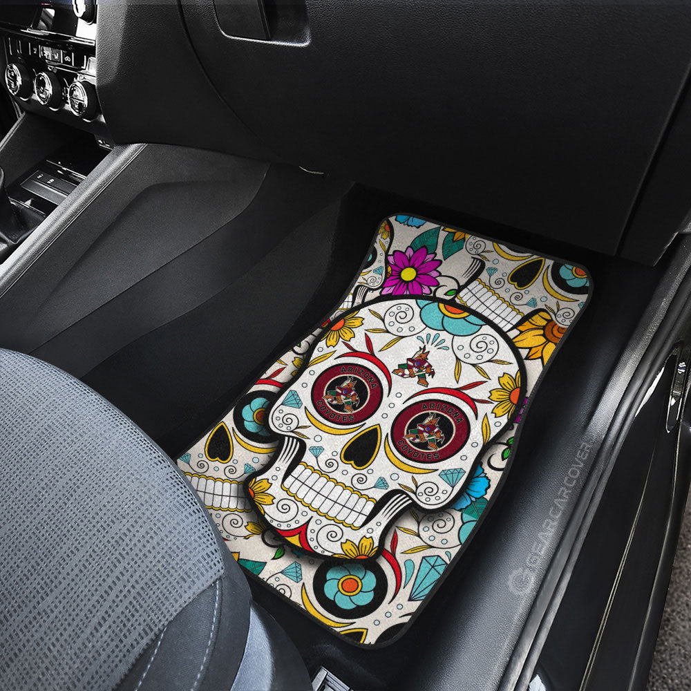 Arizona Coyotes Car Floor Mats Custom Sugar Skull Car Accessories - Gearcarcover - 3