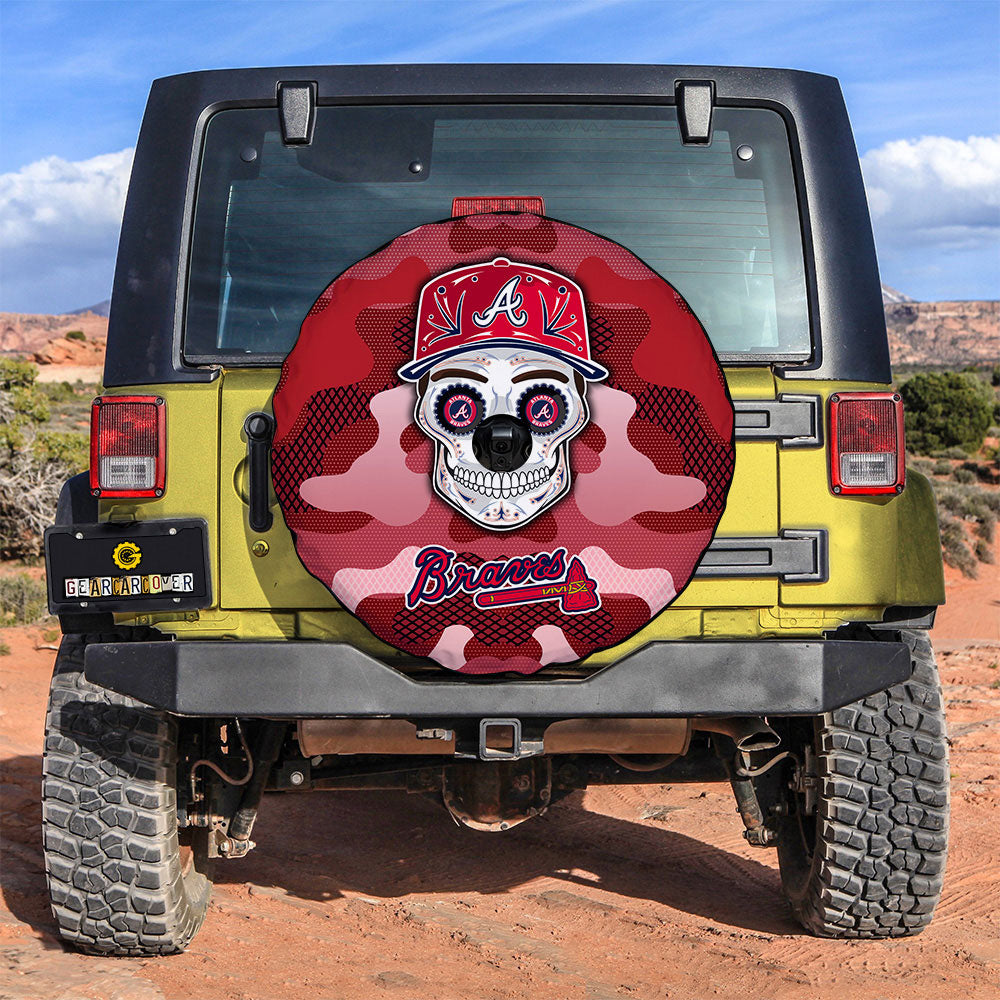 Atlanta Braves Spare Tire Covers Camera Hole Skull Theme Collection - Gearcarcover - 3