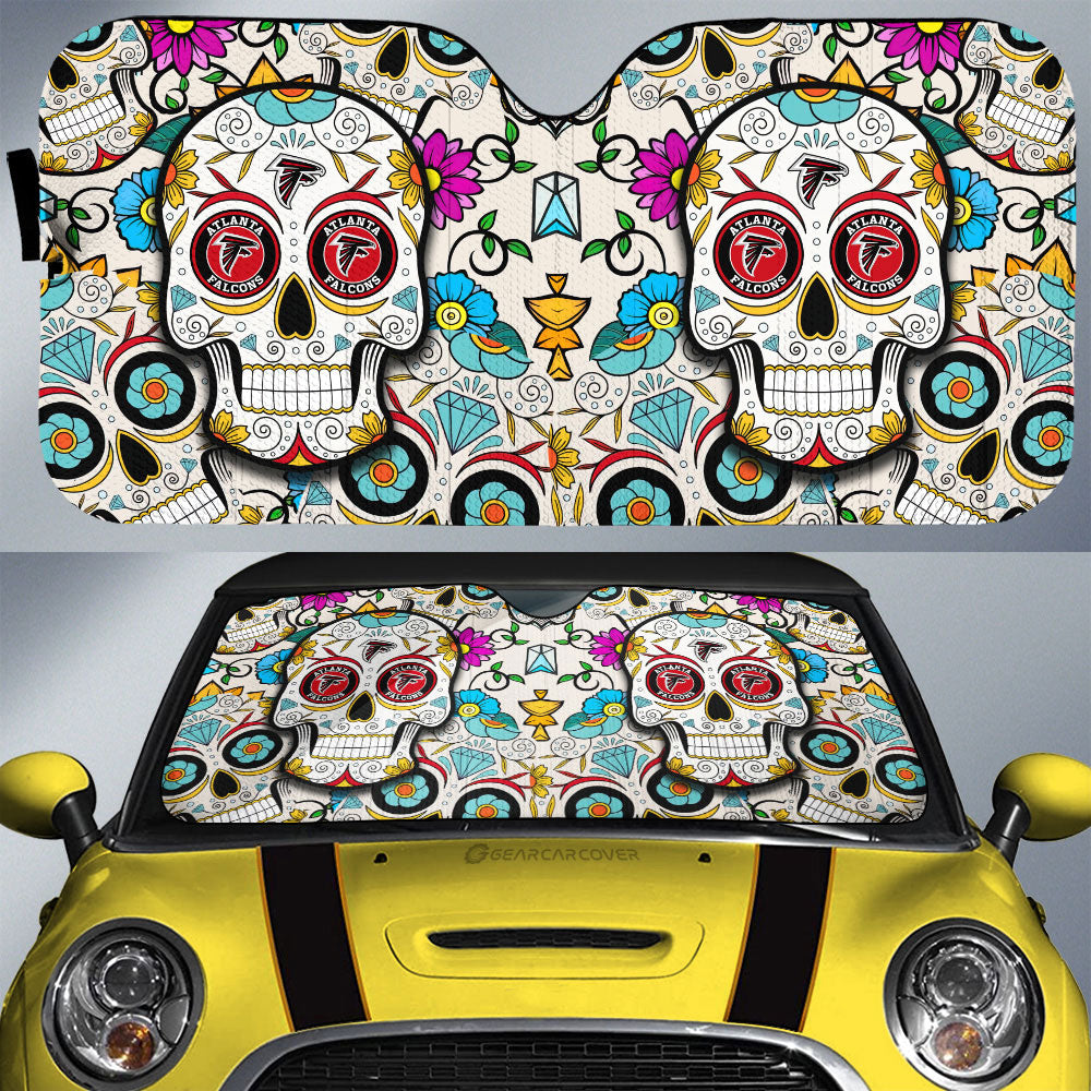 Atlanta Falcons Car Sunshade Custom Sugar Skull Car Accessories - Gearcarcover - 1