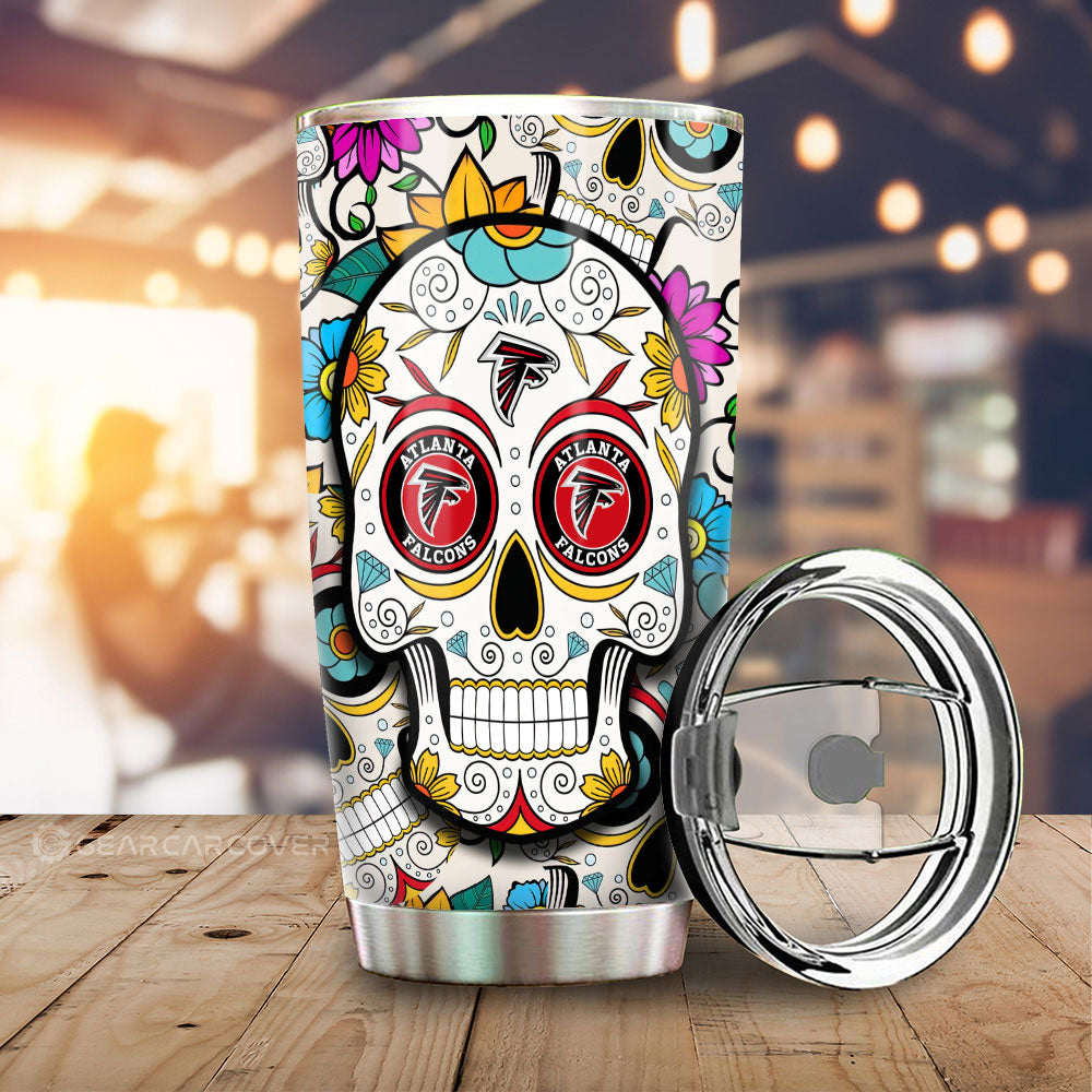 Atlanta Falcons Tumbler Cup Custom Sugar Skull Car Accessories - Gearcarcover - 1