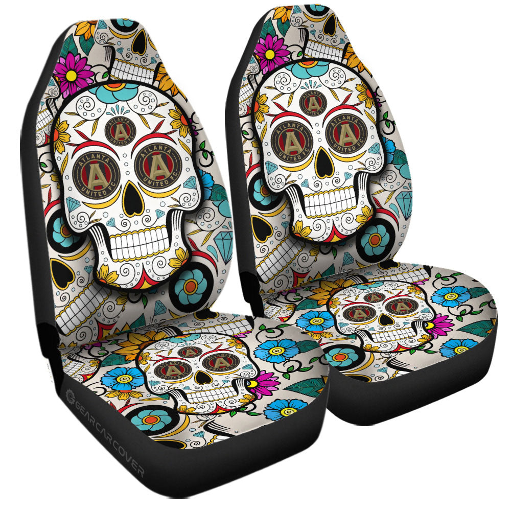 Atlanta United FC Car Seat Covers Custom Sugar Skull Car Accessories - Gearcarcover - 3