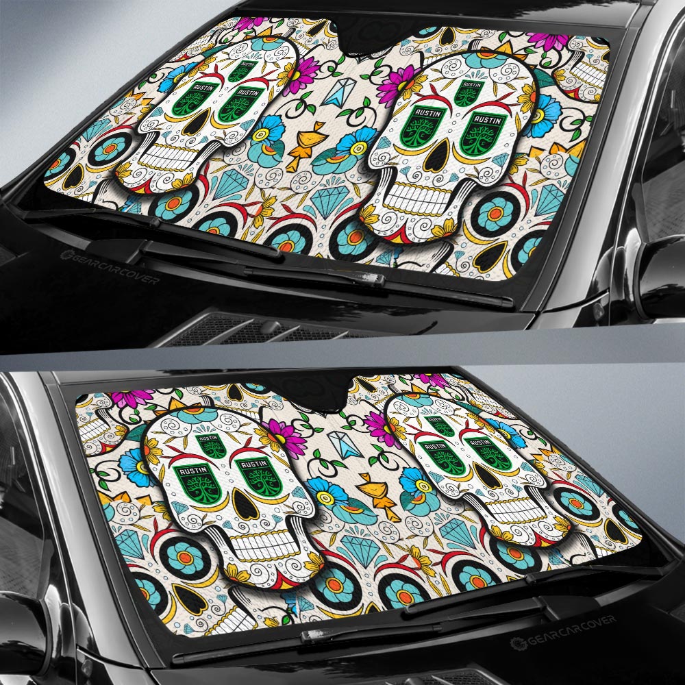 Austin FC Car Sunshade Custom Sugar Skull Car Accessories - Gearcarcover - 2