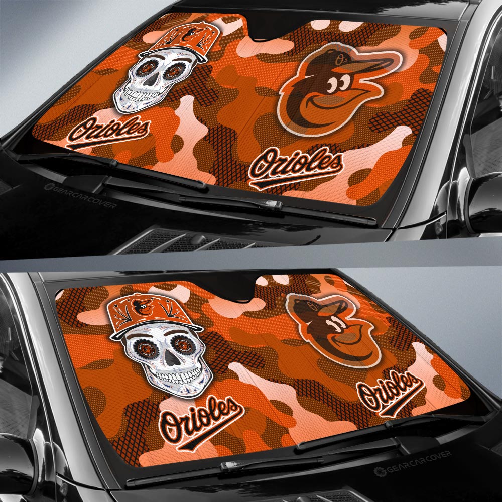 Baltimore Orioles Car Sunshade Skull Theme Collection - Gearcarcover - 2