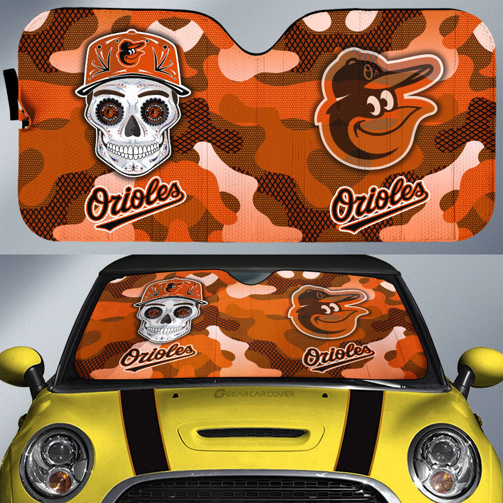 Baltimore Orioles Car Sunshade Skull Theme Collection - Gearcarcover - 1