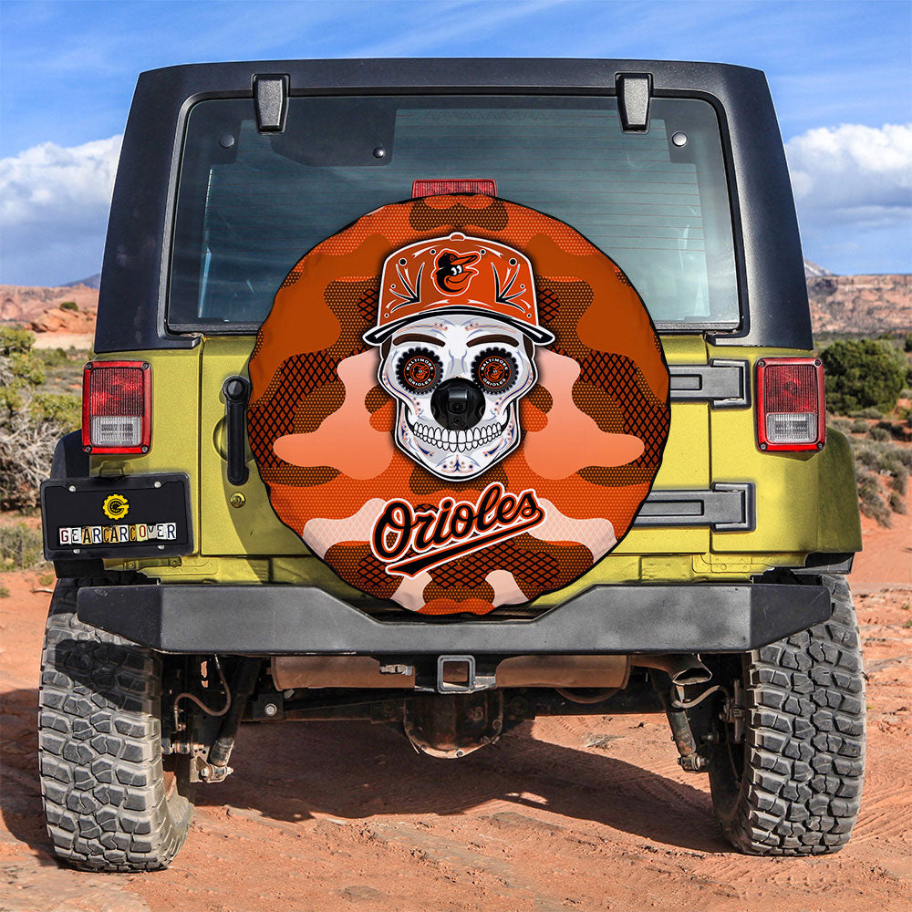 Baltimore Orioles Spare Tire Covers Camera Hole Skull Theme Collection - Gearcarcover - 3