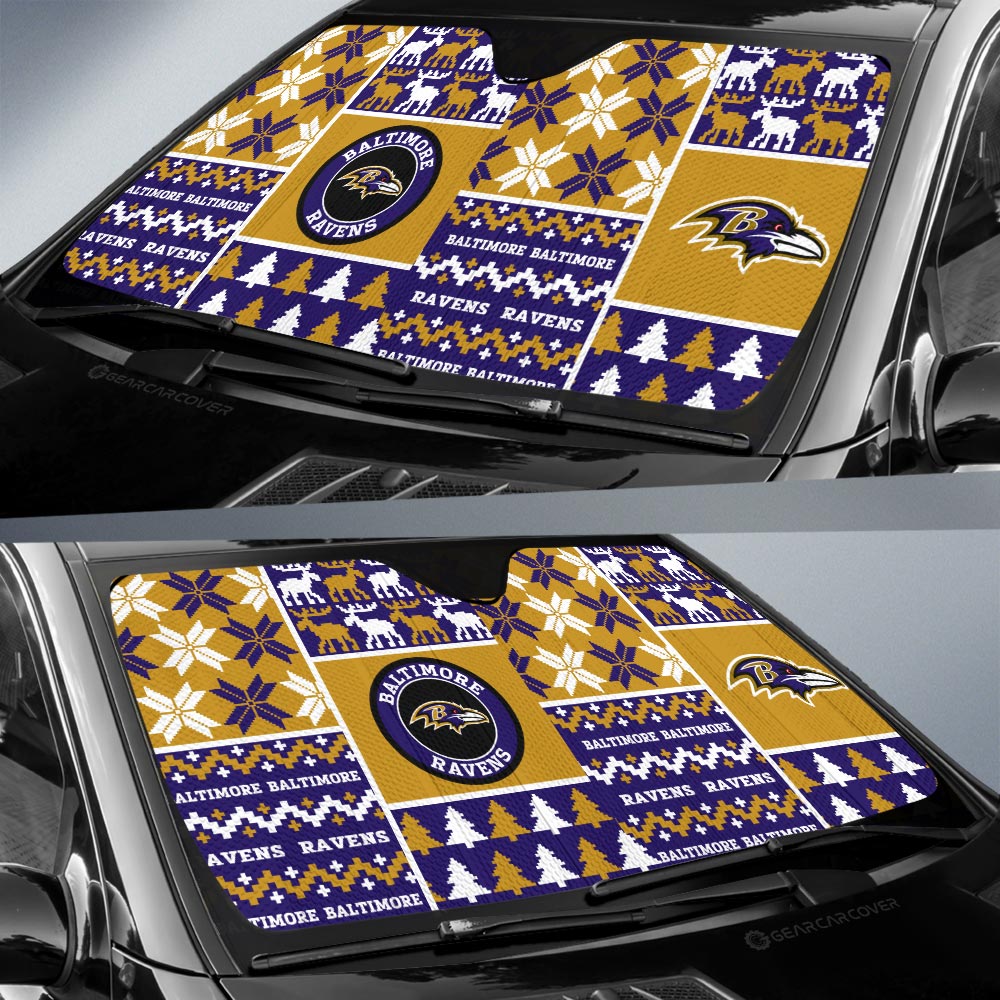 Baltimore Ravens Car Sunshade Custom Ugly Style Car Accessories - Gearcarcover - 2