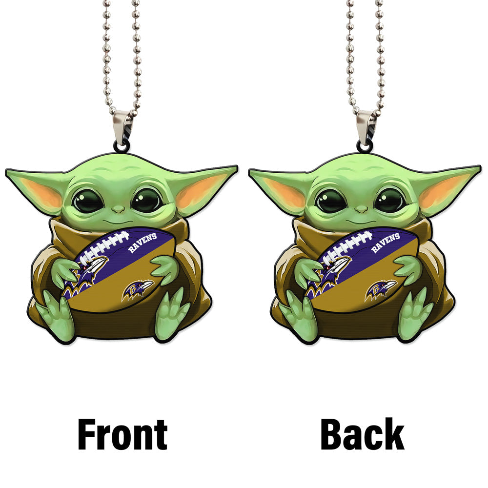 Baltimore Ravens Ornament Baby Yoda Car Accessories - Gearcarcover - 4