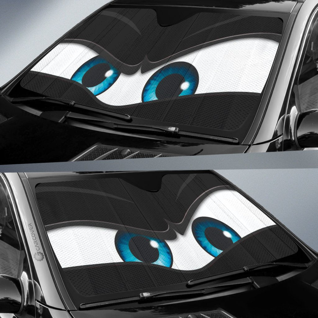 Black Angry Car Eyes Sun Shade Front Windshield Sun Visor Protector - Gearcarcover - 3