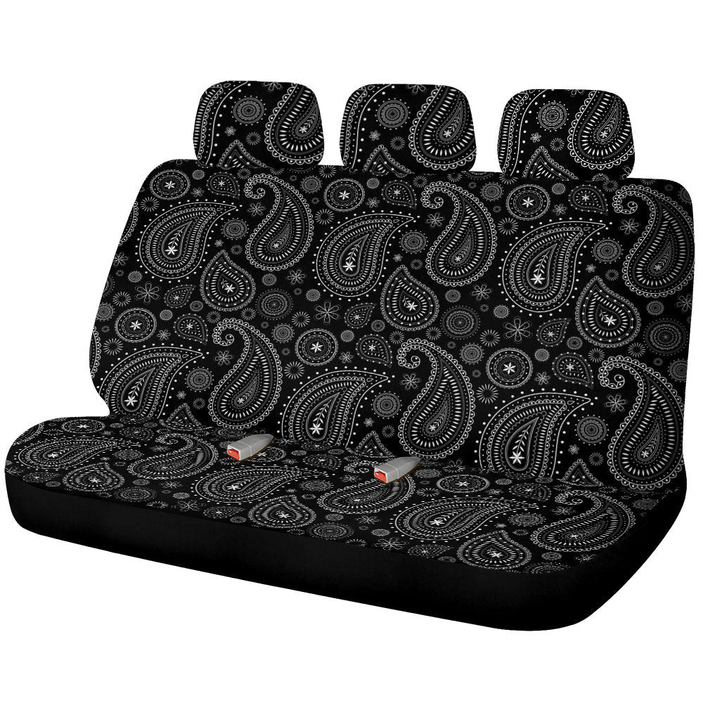 Black Paisley Flower Car Back Seat Pet Covers, Backseat Seat Covers, Seat Protector, Car outlet Accessories, Abstract Art