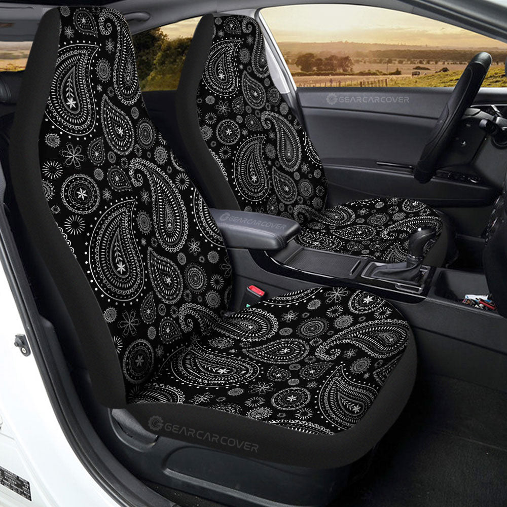 Black Paisley Flower Car Seat Covers Pair, 2 Front Seat Covers, Car Seat Protector, Car Accessory, good Seat Cover For Car