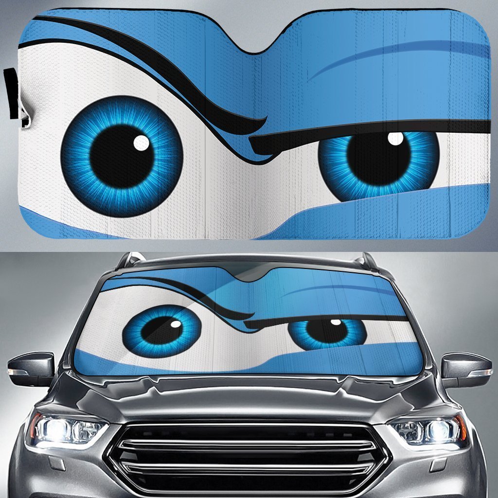 Blue Angry Eyes Car Sunshade Custom Car Accessories