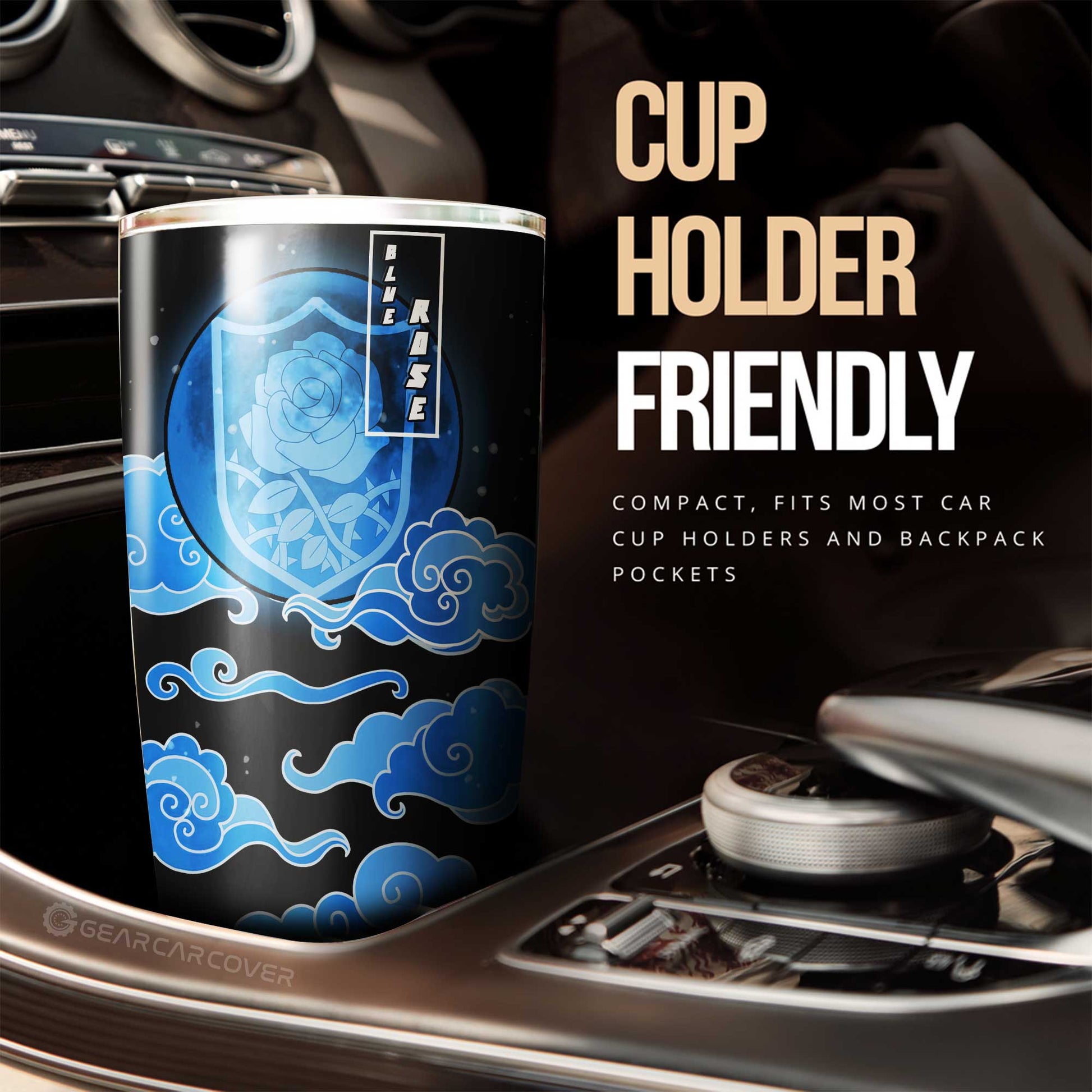 Blue Rose Tumbler Cup Custom Car Interior Accessories - Gearcarcover - 2