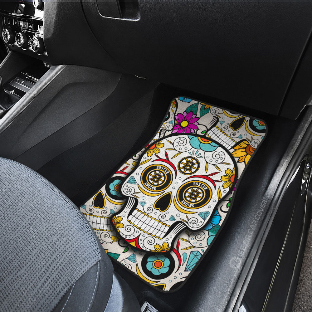 Boston Bruins Car Floor Mats Custom Sugar Skull Car Accessories - Gearcarcover - 3