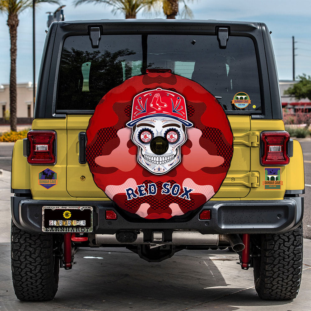 Bostons Red Sox Spare Tire Covers Camera Hole Skull Theme Collection - Gearcarcover - 3
