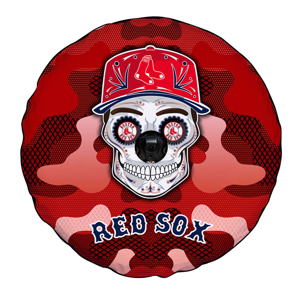 Bostons Red Sox Spare Tire Covers Camera Hole Skull Theme Collection - Gearcarcover - 4