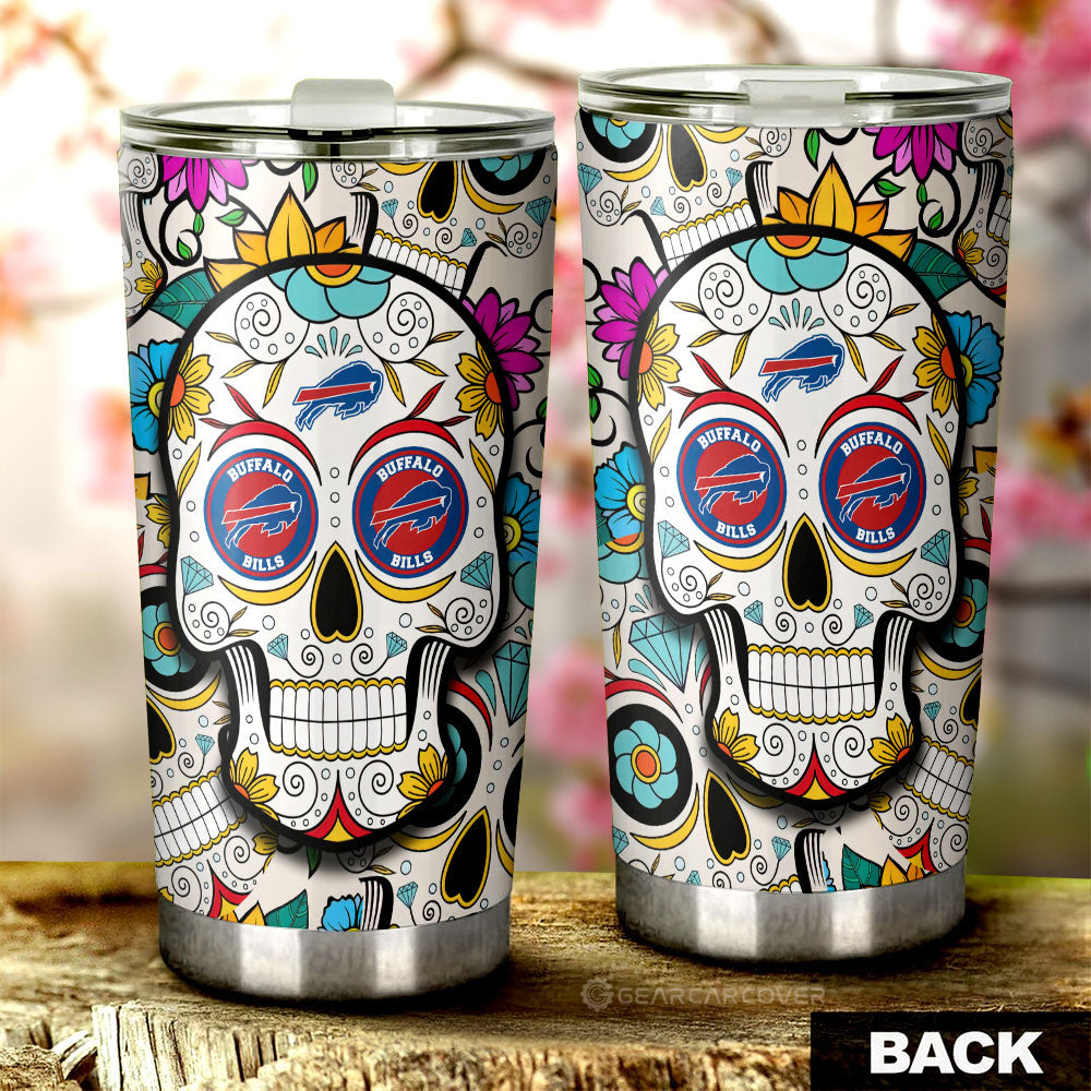 Buffalo Bills Tumbler Cup Custom Sugar Skull Car Accessories - Gearcarcover - 2