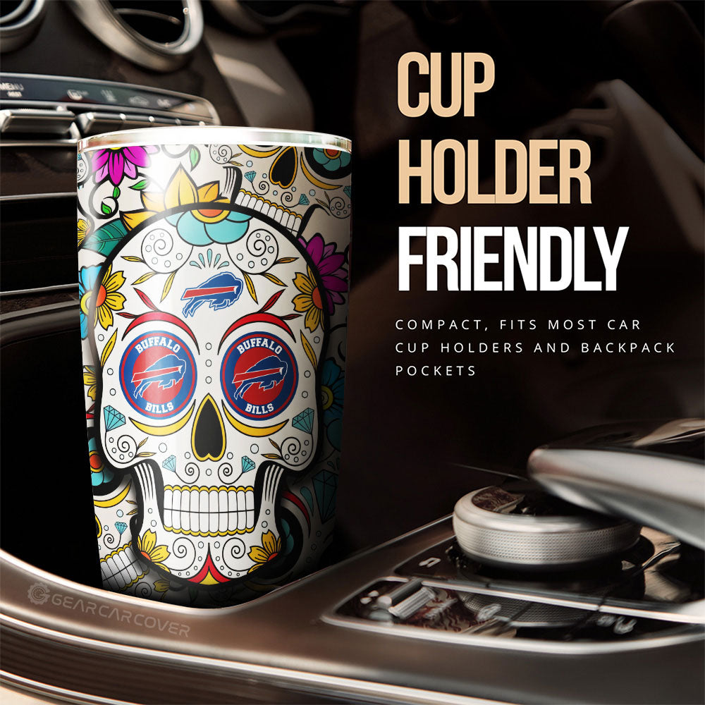 Buffalo Bills Tumbler Cup Custom Sugar Skull Car Accessories - Gearcarcover - 3