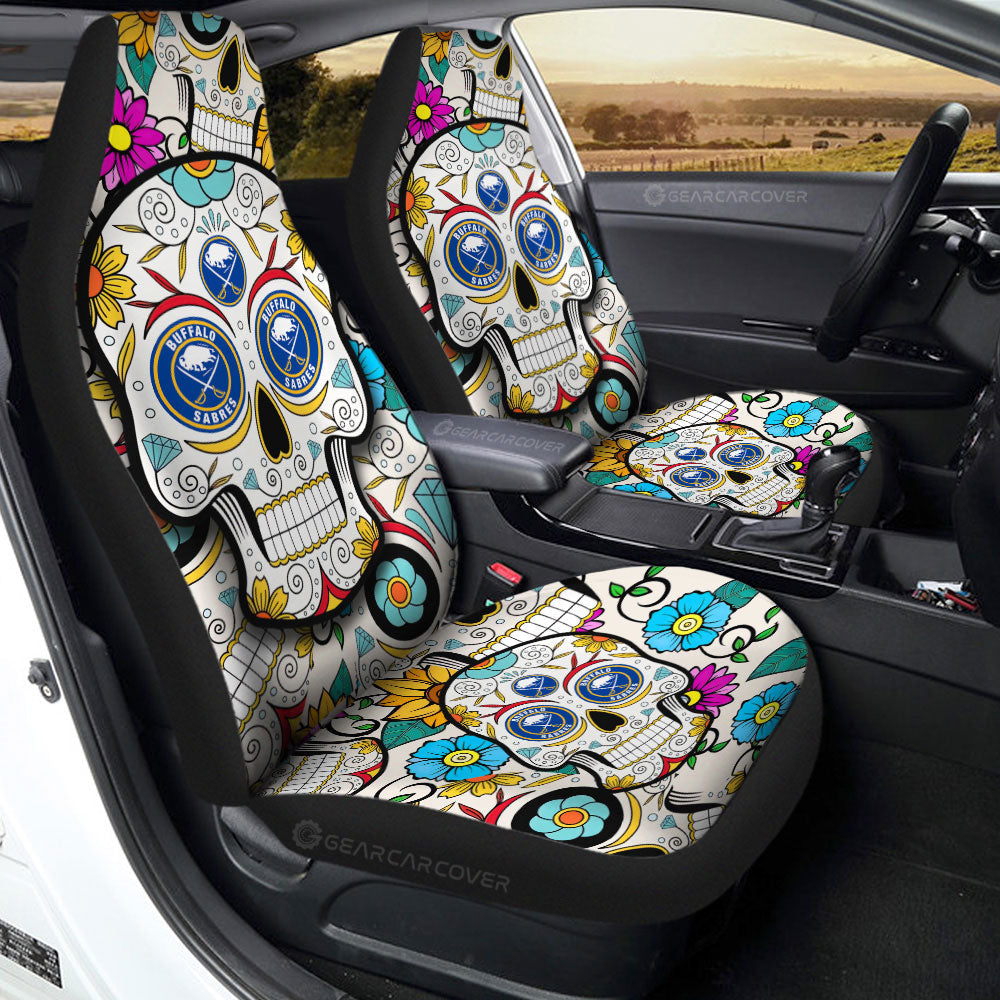 Buffalo Sabres Car Seat Covers Custom Sugar Skull Car Accessories - Gearcarcover - 2