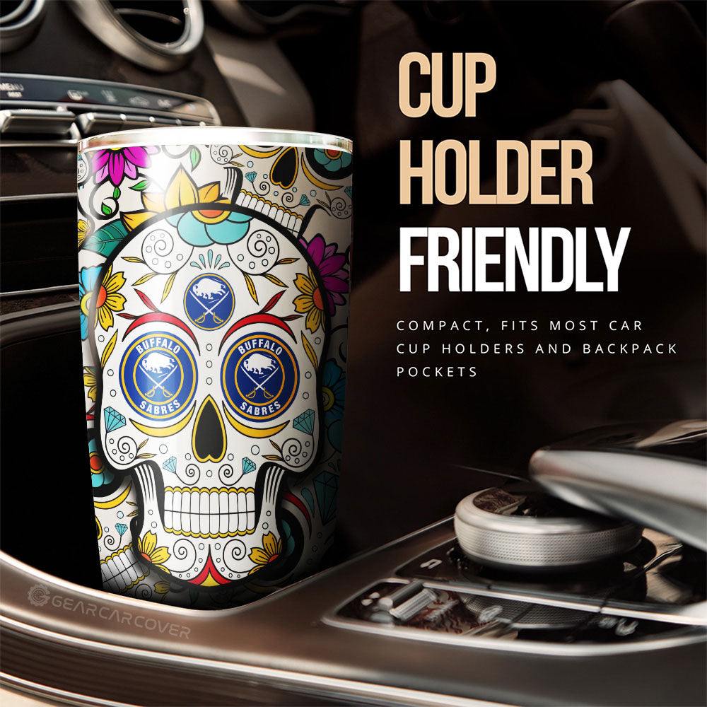 Buffalo Sabres Tumbler Cup Custom Sugar Skull Car Accessories - Gearcarcover - 3