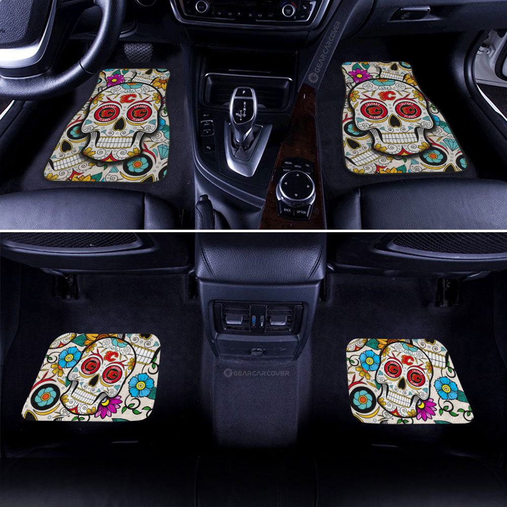 Calgary Flames Car Floor Mats Custom Sugar Skull Car Accessories - Gearcarcover - 2