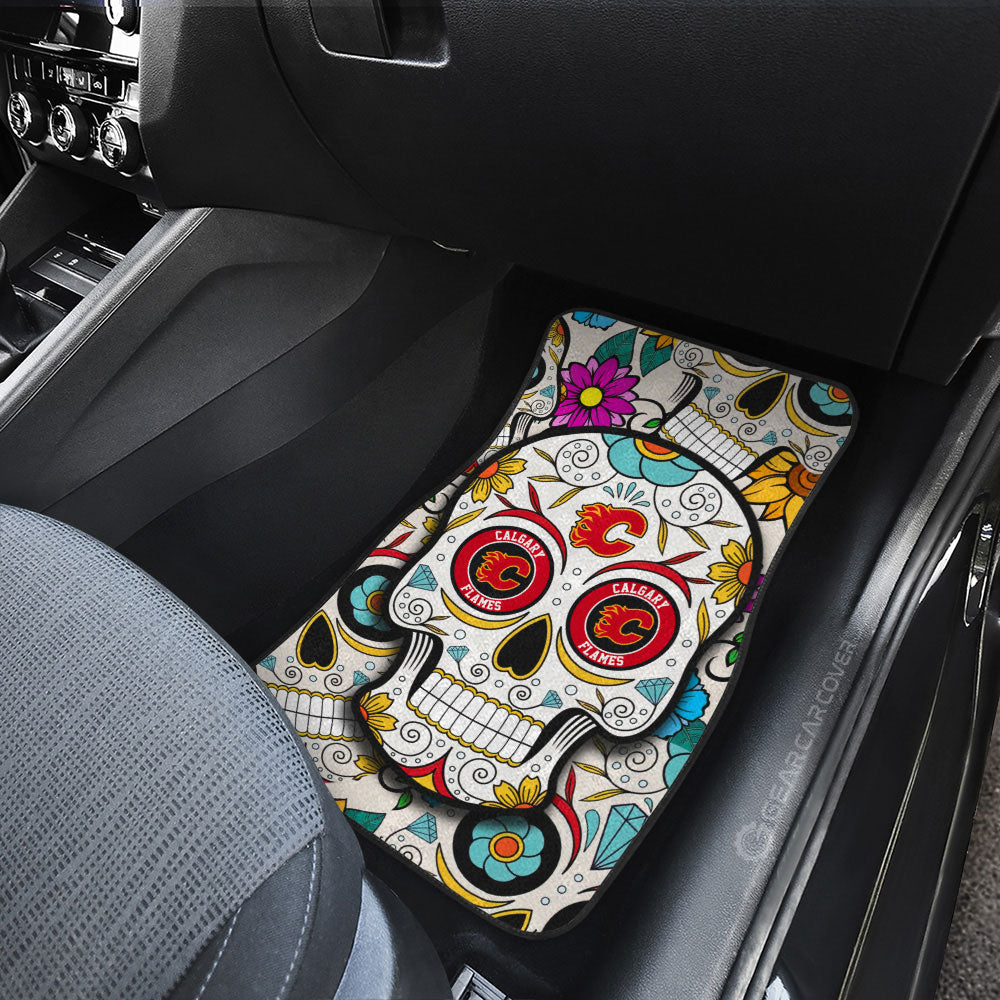 Calgary Flames Car Floor Mats Custom Sugar Skull Car Accessories - Gearcarcover - 3