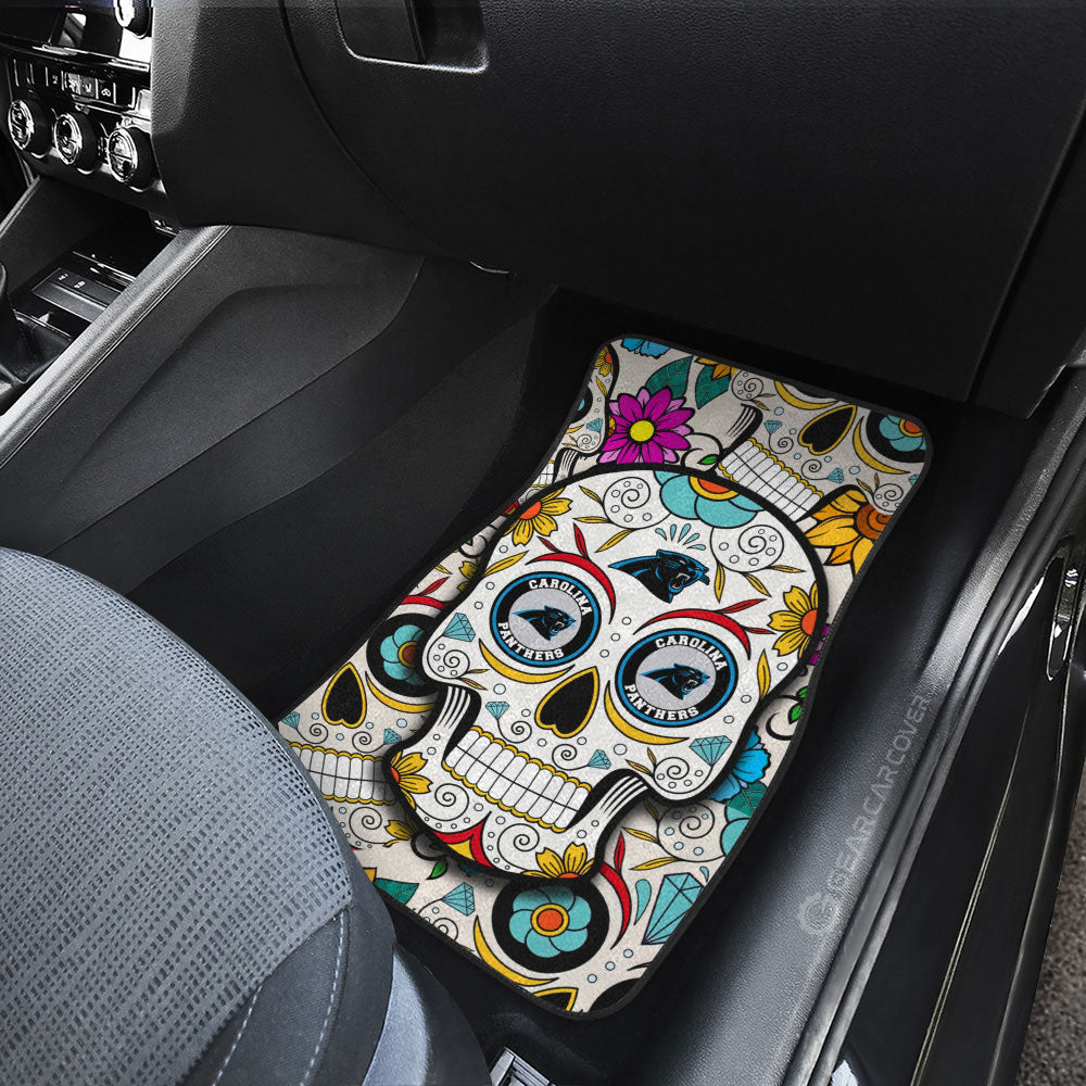 Carolina Panthers Car Floor Mats Custom Sugar Skull Car Accessories - Gearcarcover - 3