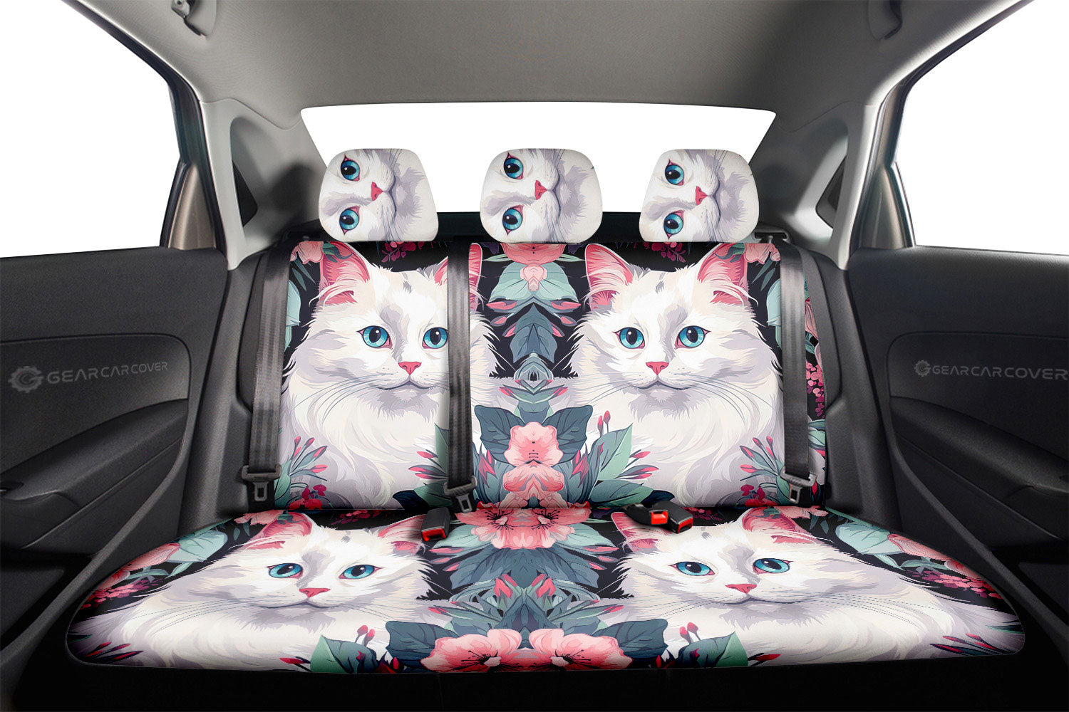 Cat Floral Car Back Seat Cover Custom Car Accessories - Gearcarcover - 2