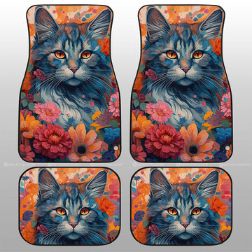 Cat Floral Car Floor Mats Custom Car Accessories - Gearcarcover - 1