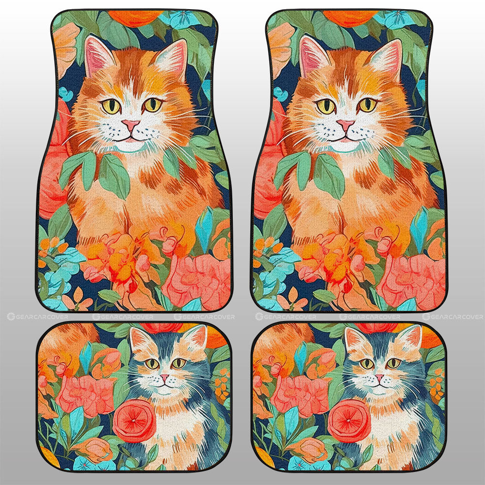 Cat Floral Car Floor Mats Custom Car Accessories - Gearcarcover - 1