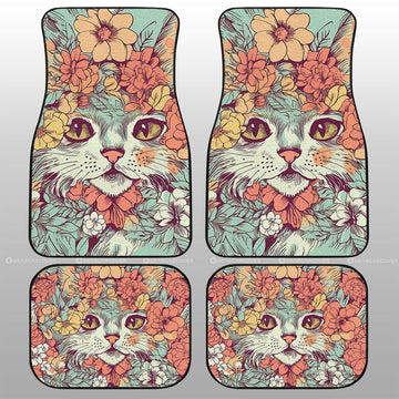 Cat Floral Car Floor Mats Custom Car Accessories - Gearcarcover - 1