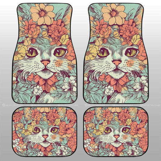 Cat Floral Car Floor Mats Custom Car Accessories - Gearcarcover - 1