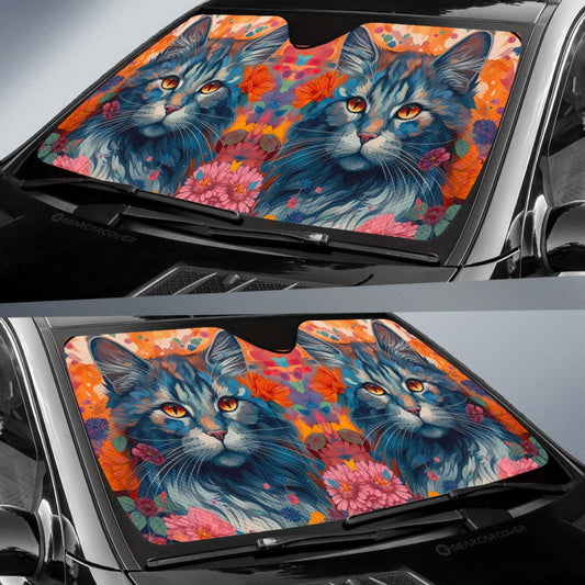 Cat Floral Car Sunshade Custom Car Accessories - Gearcarcover - 2