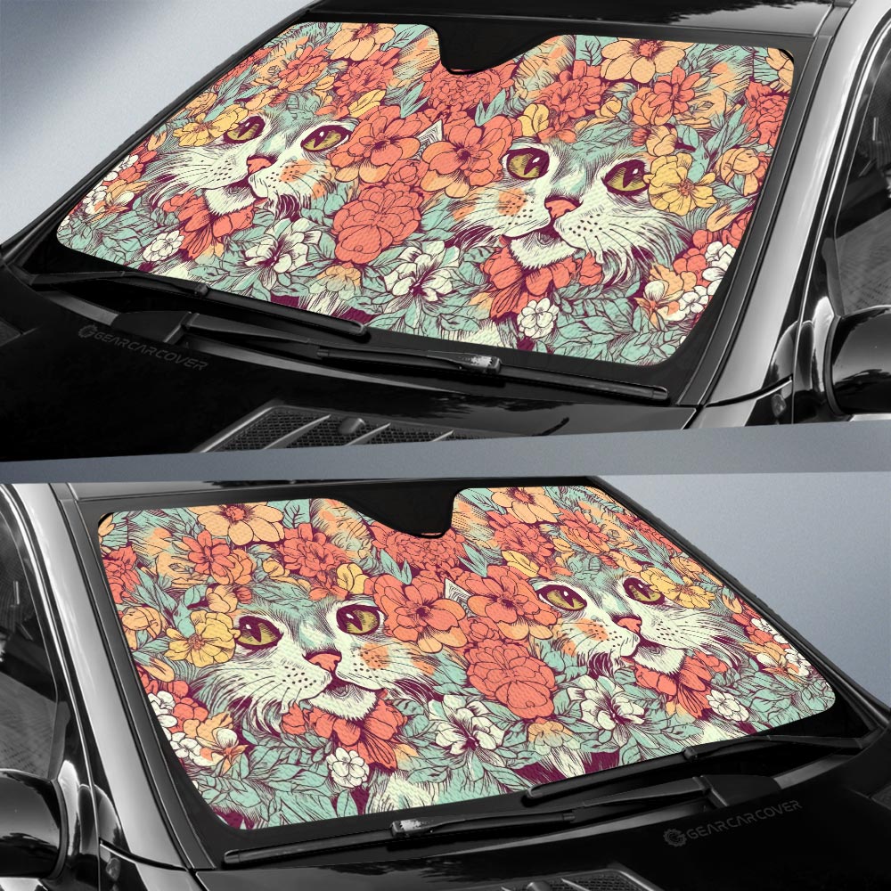 Cat Floral Car Sunshade Custom Car Accessories - Gearcarcover - 2