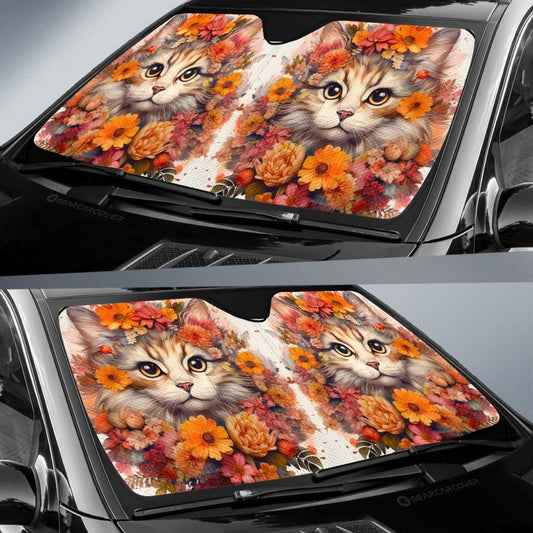 Cat Floral Car Sunshade Custom Car Accessories - Gearcarcover - 2
