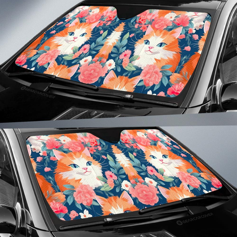 Cat Floral Car Sunshade Custom Car Accessories - Gearcarcover - 2