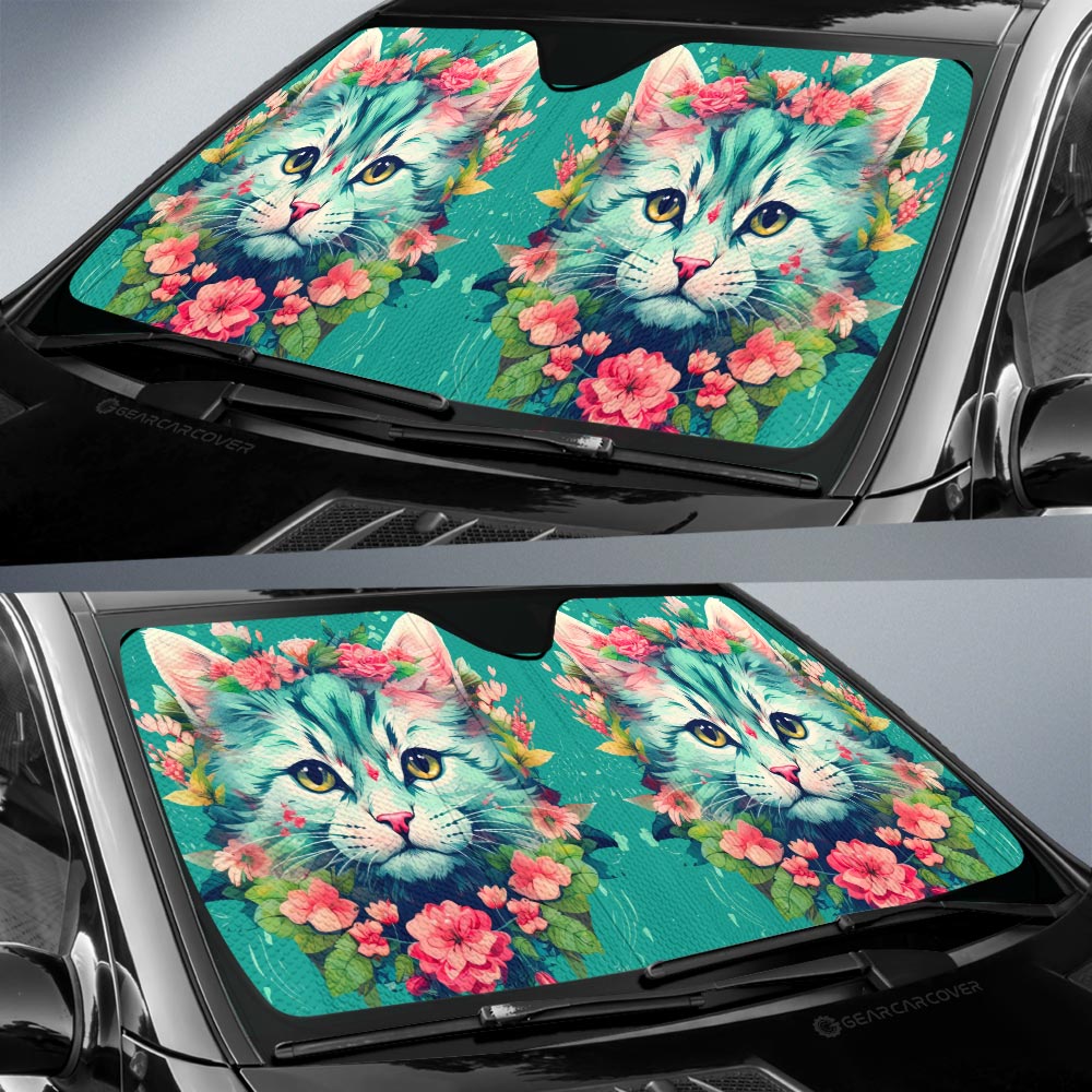 Cat Floral Car Sunshade Custom Car Accessories - Gearcarcover - 2