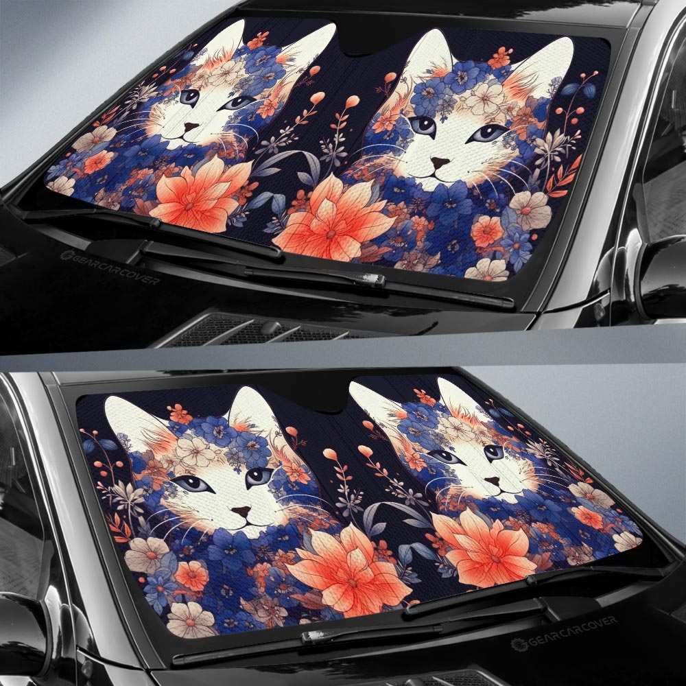 Cat Floral Car Sunshade Custom Car Accessories - Gearcarcover - 2
