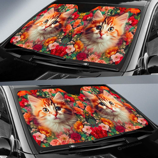 Cat Floral Car Sunshade Custom Car Accessories - Gearcarcover - 2