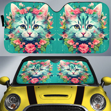 Cat Floral Car Sunshade Custom Car Accessories - Gearcarcover - 1