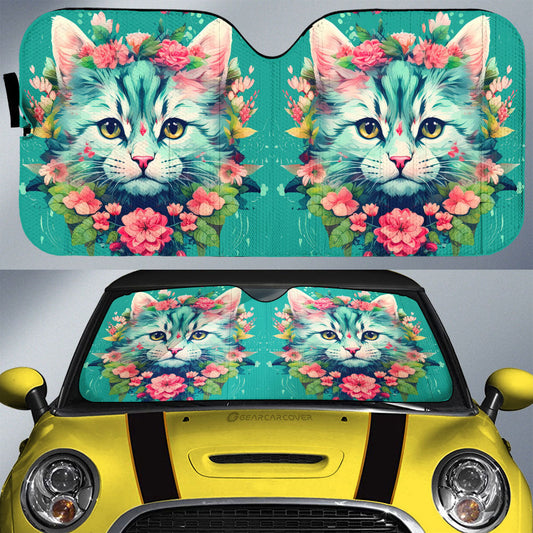 Cat Floral Car Sunshade Custom Car Accessories - Gearcarcover - 1