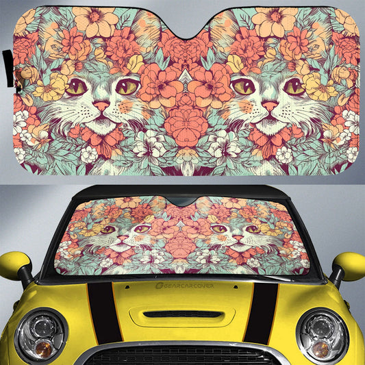 Cat Floral Car Sunshade Custom Car Accessories - Gearcarcover - 1