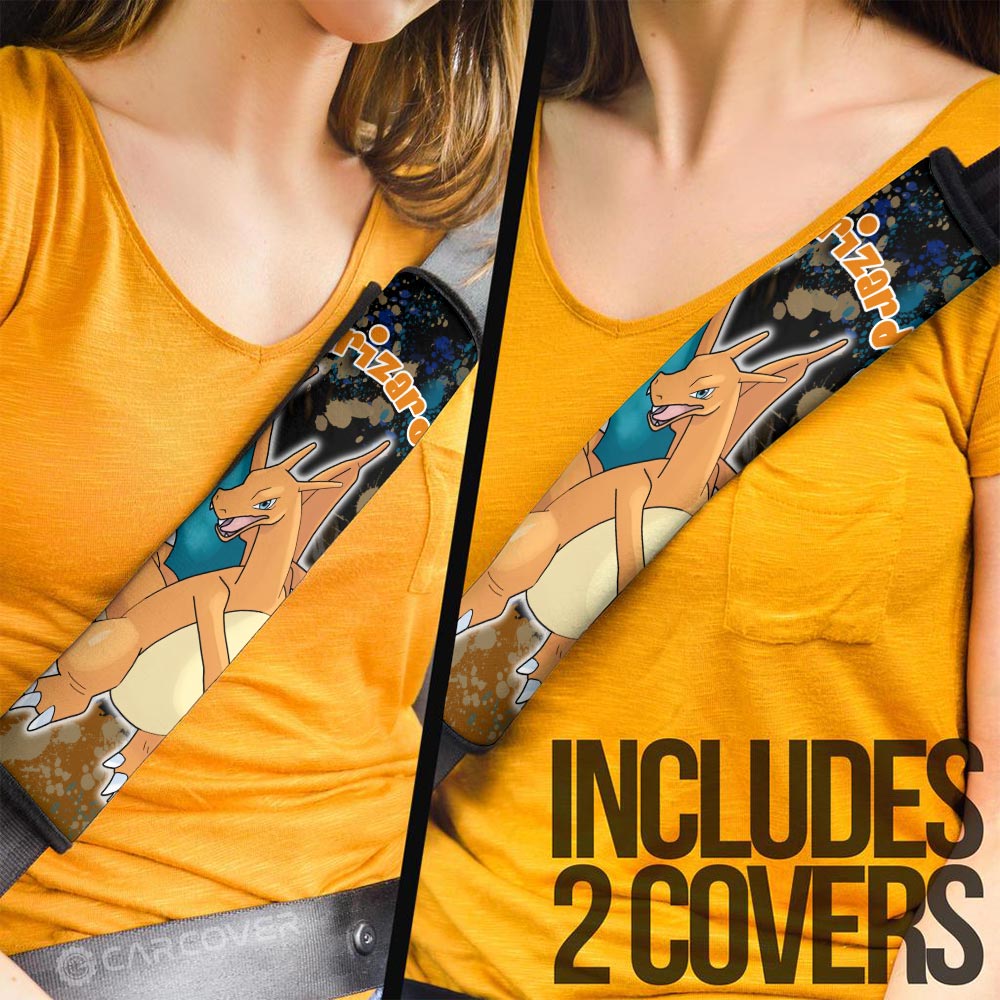 Charizard Seat Belt Covers Custom Tie Dye Style Anime Car Accessories - Gearcarcover - 3