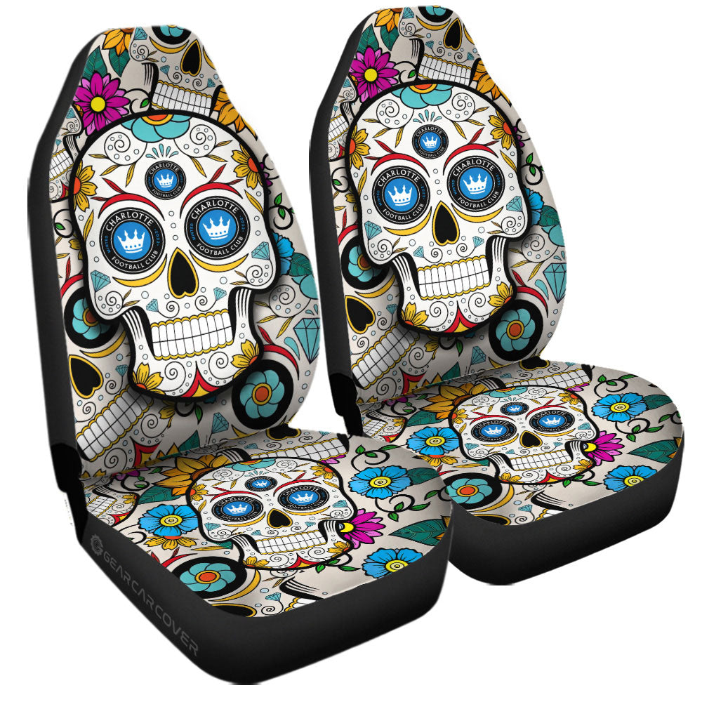 Charlotte FC Car Seat Covers Custom Sugar Skull Car Accessories - Gearcarcover - 3