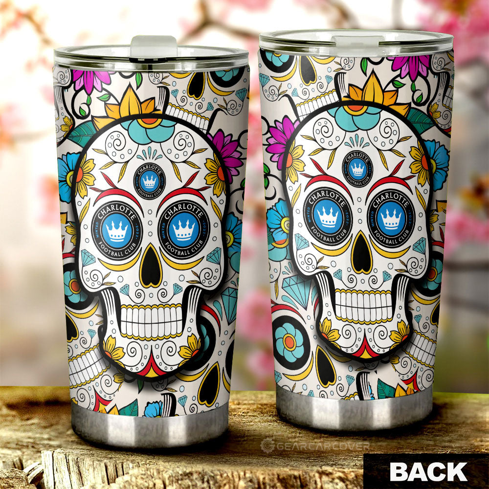 Charlotte FC Tumbler Cup Custom Sugar Skull Car Accessories - Gearcarcover - 2