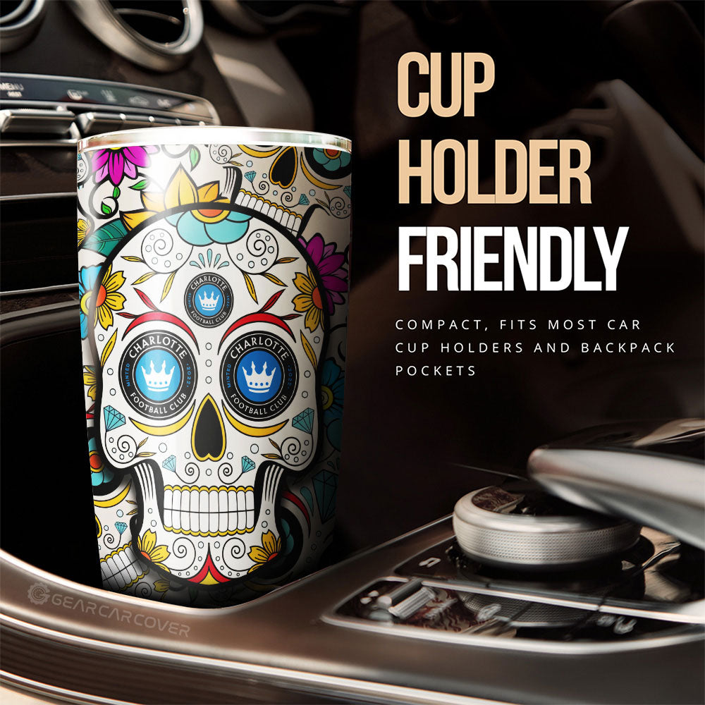 Charlotte FC Tumbler Cup Custom Sugar Skull Car Accessories - Gearcarcover - 3
