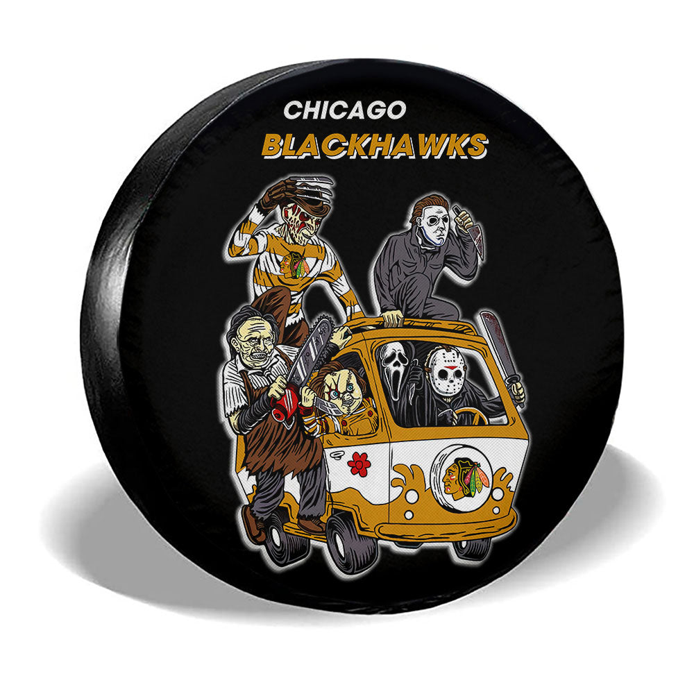 Chicago Blackhawks Spare Tire Covers Horror Characters Car Accessories - Gearcarcover - 3